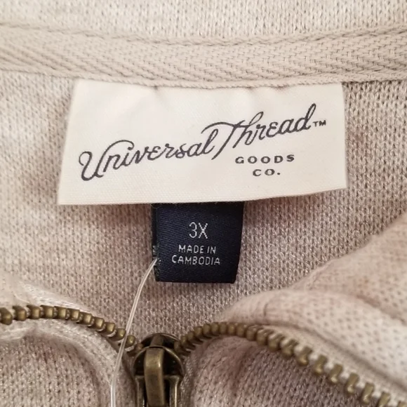 NWT Universal Thread Beige Heather Oatmeal Collared Pullover Sweater Size 3X - Picture 8 of 9